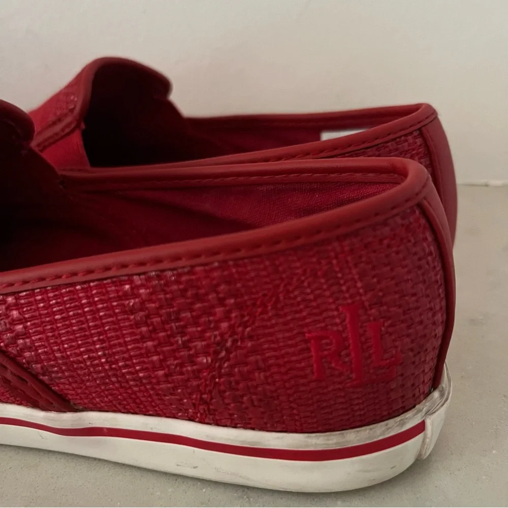 Ralph Lauren Red Slip On Shoes Loafers - Picture 5 of 12